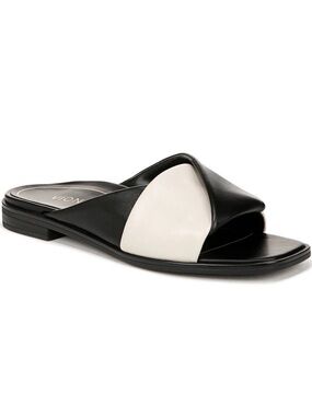 Vionic Miramar Sandal Women's US 9.5 Black Leather Square Toe Slip-On Slides